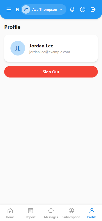 The parent Profile page.